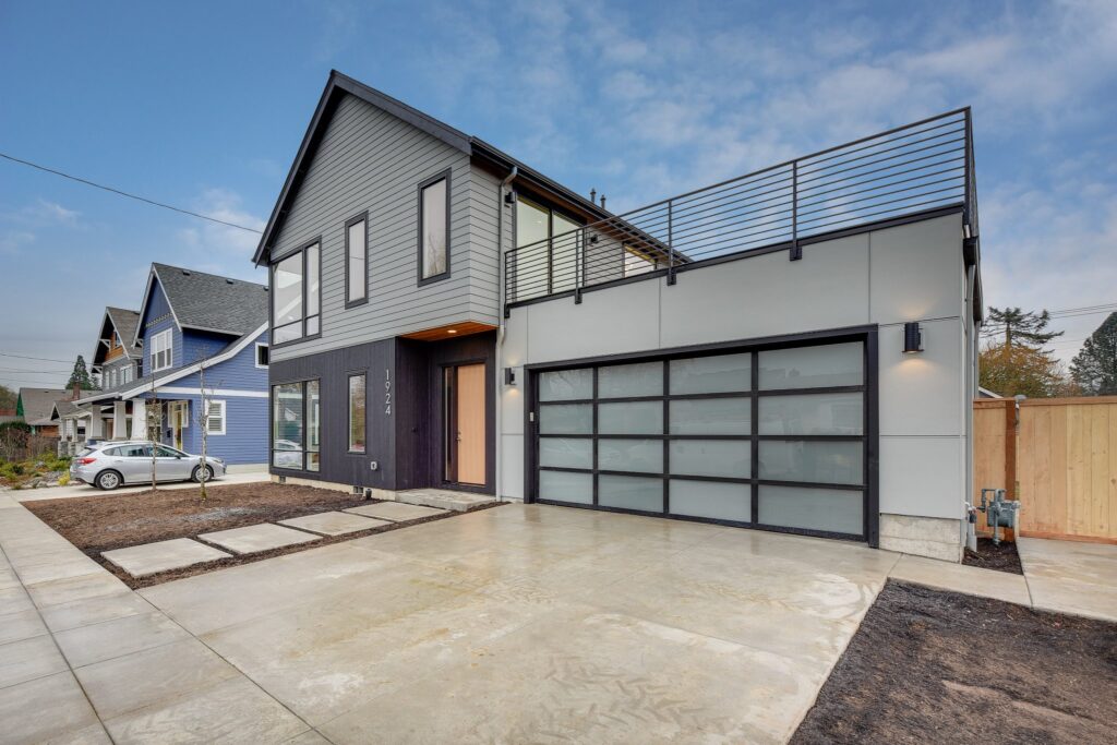 Modern grey home siding and roofing